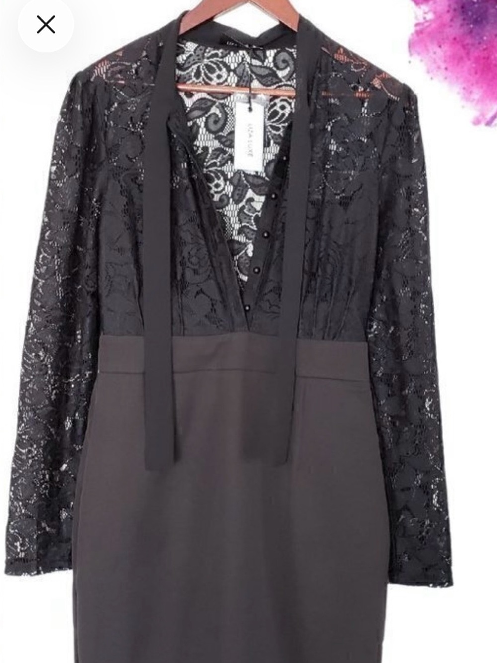 ModCloth Black Lace Midi Dress XL